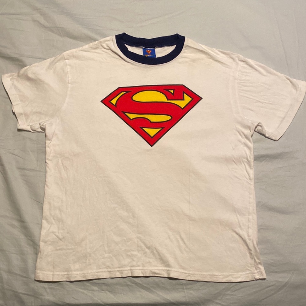 A medium white Superman shirt